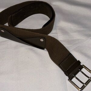 J. Crew Green Canvas Belt with Leather details including A Snap Pocket Design M